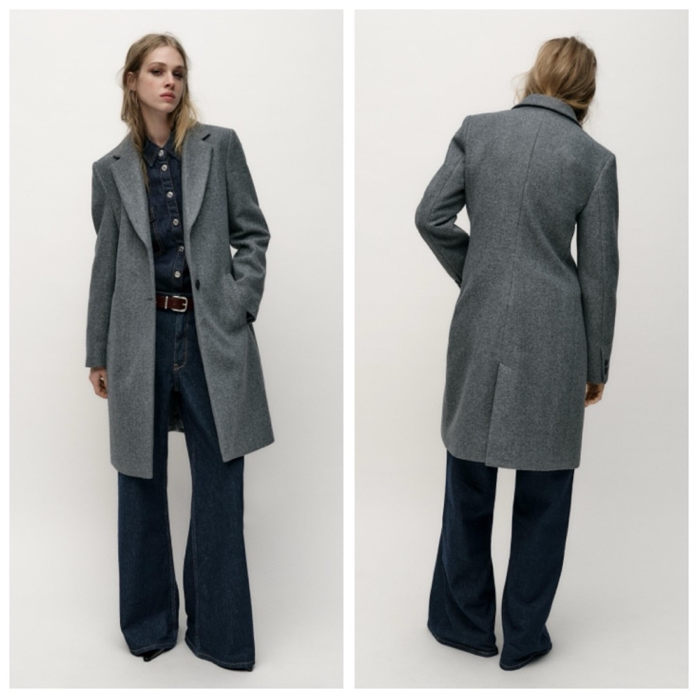 Zara Fitted Soft Coat in Grey